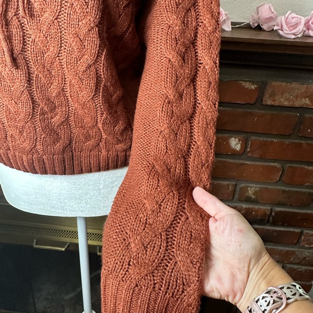 Crochet Sweater, Cider Rust -large - Picture 5 of 7